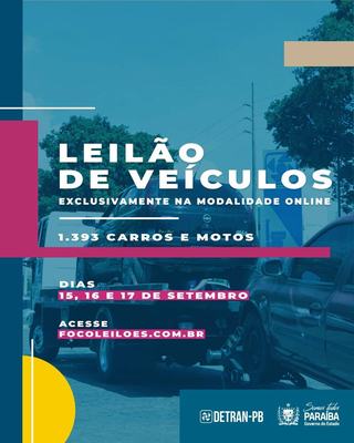 Detran-PB promove novo leilão de veículos
